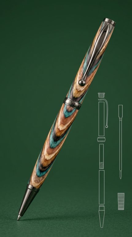 Ручка Comfort Gun Metal Twist Pen Kit — Чорний метал, силіконовий хват, професійна, поворотна