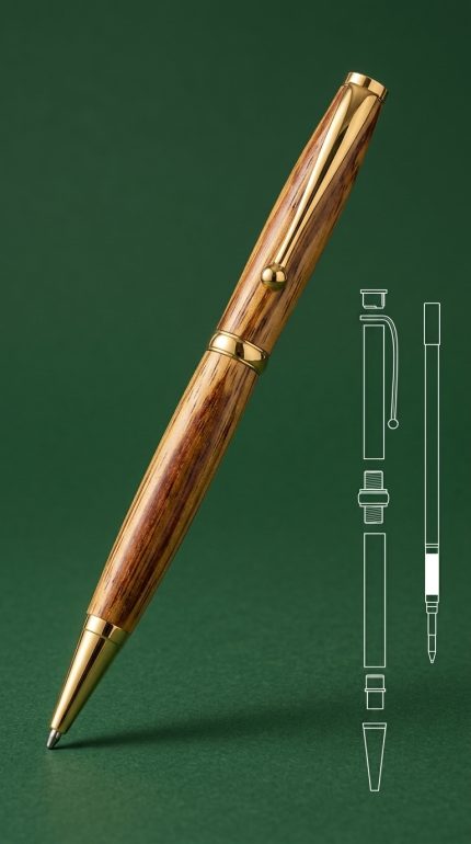Ручка Comfort Gold Twist Pen Kit — Золото, силіконовий хват, комфортна, поворотна
